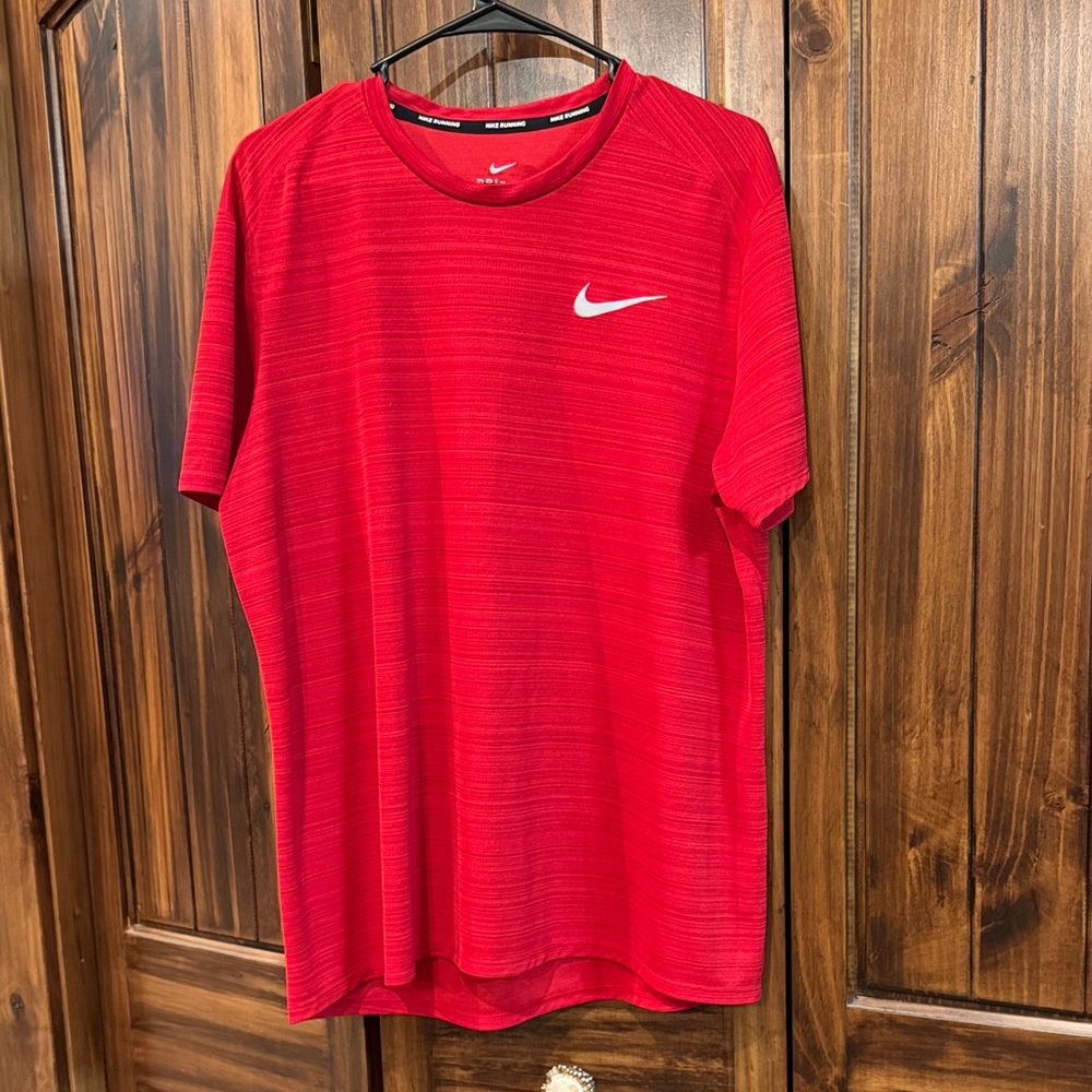 Nike Red Short Sleeve Dri-FIT Athletic Tee with White Swoosh
